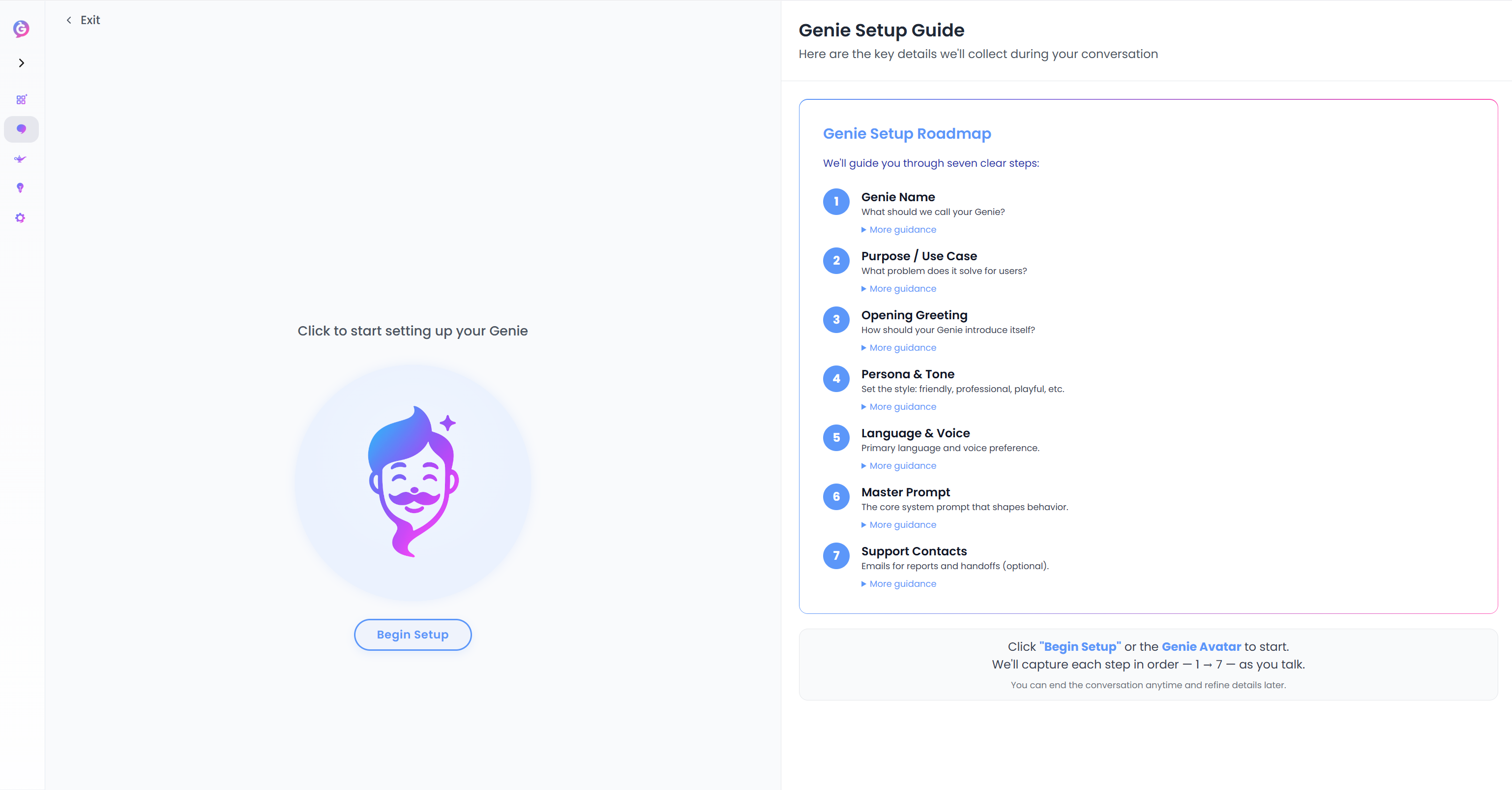 Help Genie genie configuration — fully branded with your logo, colours, and voice